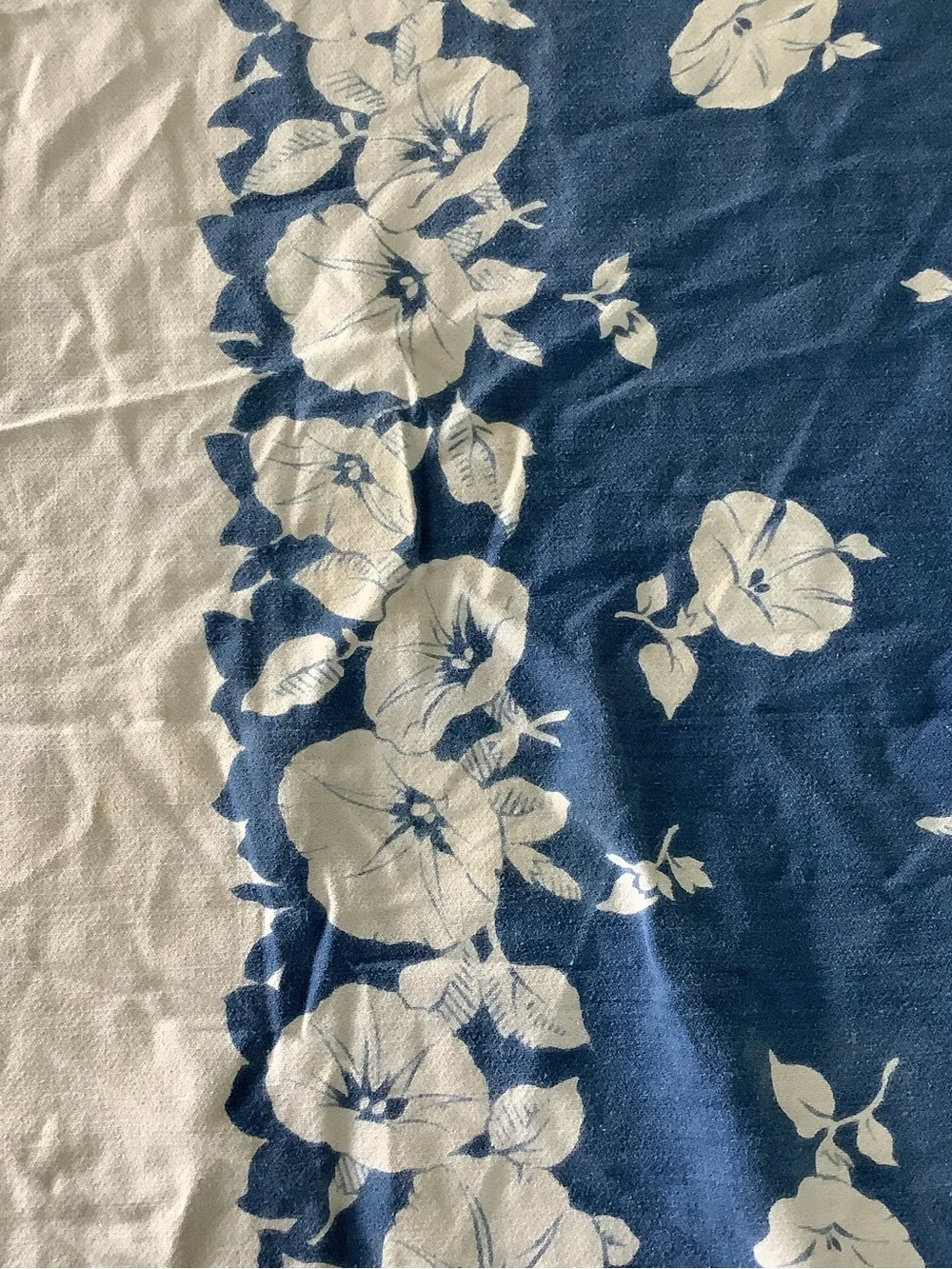 Vintage Blue and White Floral Tablecloth